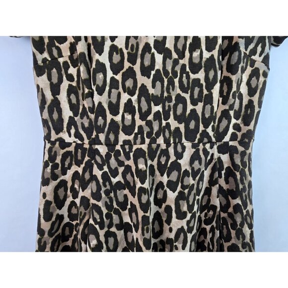 Kate Spade Womens Dress Size 2 Brown Leopard Short Sleeve Fit & Flare Mini Dress - Picture 6 of 15
